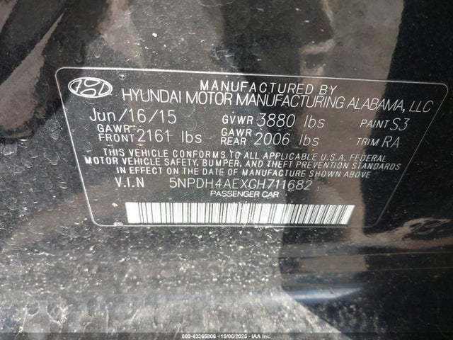 Hyundai dohc mpi nu 2016 5NPDH4AEXGH711682 Image 9