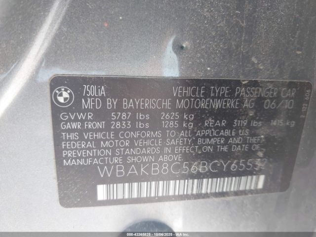 2011 BMW 750LI WBAKB8C56BCY65532 Photo 8