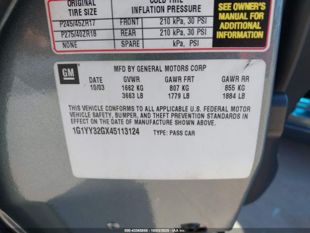 2004 CHEVROLET CORVETTE 1G1YY32GX45113124 Photo 8