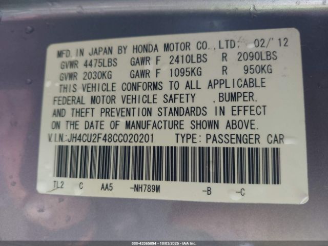 2012 ACURA TSX JH4CU2F48CC020201 Photo 8