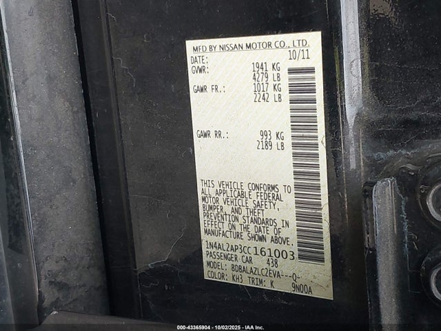 2012 NISSAN ALTIMA 1N4AL2AP3CC161003 Photo 8