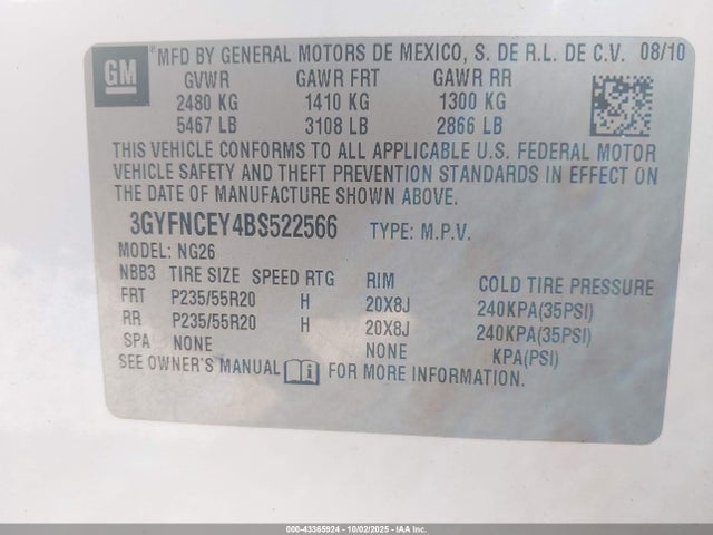 2011 CADILLAC SRX 3GYFNCEY4BS522566 Photo 8