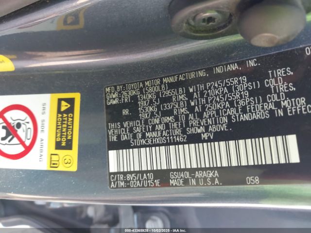 2013 TOYOTA HIGHLANDER 5TDYK3EHXDS111462 Photo 8