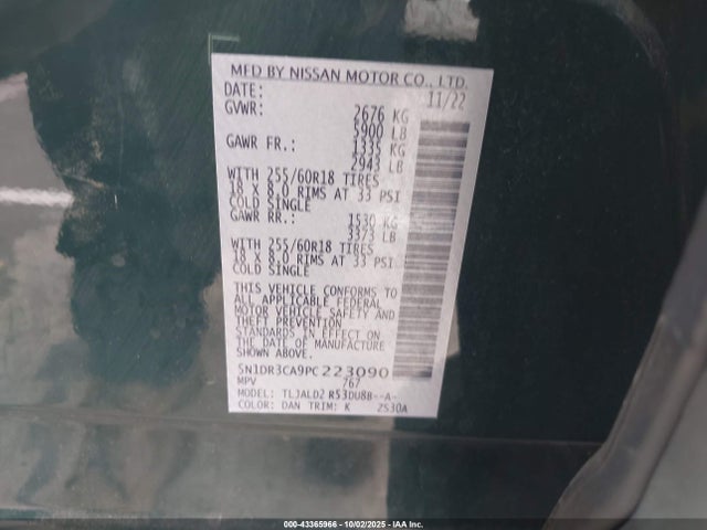 5N1DR3CA9PC223090 Nissan Pathfinder Sl Fwd