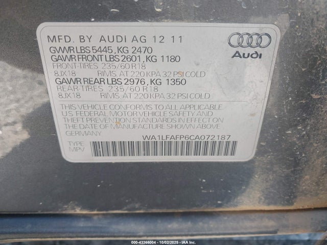 2012 AUDI Q5 WA1LFAFP6CA072187 Photo 8