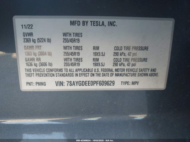 2023 TESLA MODEL Y 7SAYGDEE0PF609629 Photo 8