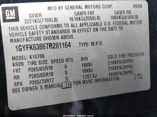 2007 CADILLAC ESCALADE 1GYFK63867R281164 Photo 8