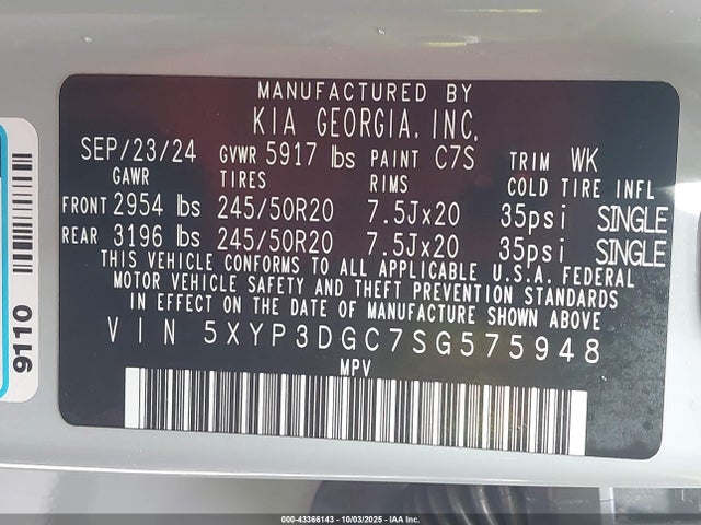 5XYP3DGC7SG575948 KIA Telluride Ex X-line
