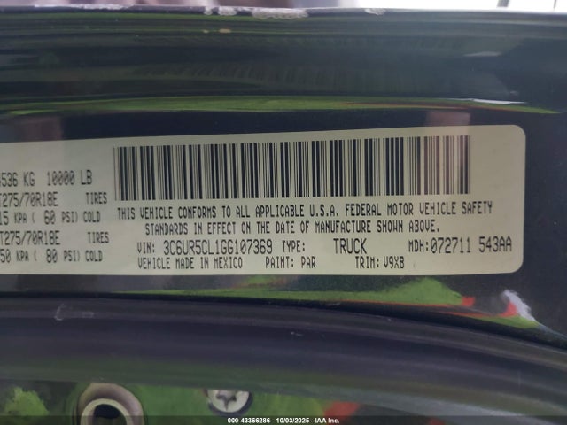 3C6UR5CL1GG107369 RAM 2016