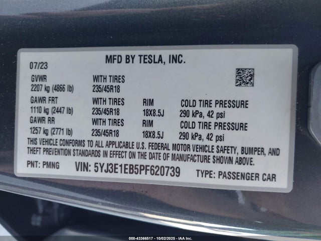 2023 TESLA MODEL 3 5YJ3E1EB5PF620739 Photo 8