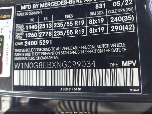 2022 MERCEDES-BENZ GLC 300 W1N0G8EBXNG099034 Photo 8