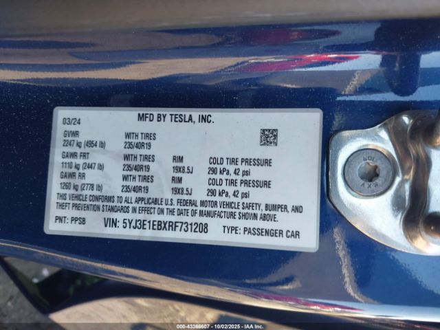 2024 TESLA MODEL 3 5YJ3E1EBXRF731208 Photo 8