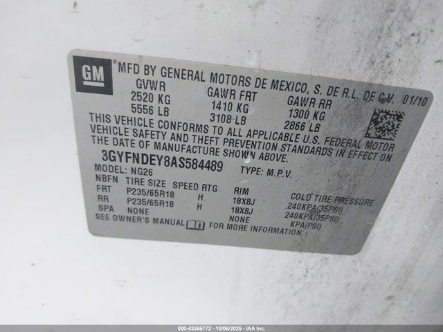 2010 CADILLAC SRX 3GYFNDEY8AS584489 Photo 8