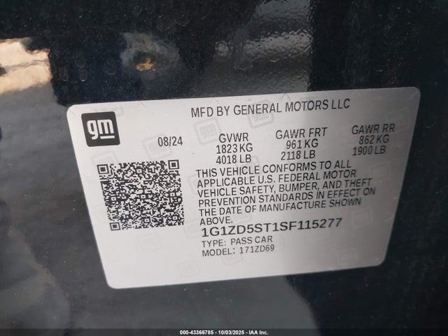 1G1ZD5ST1SF115277 Chevrolet lfv