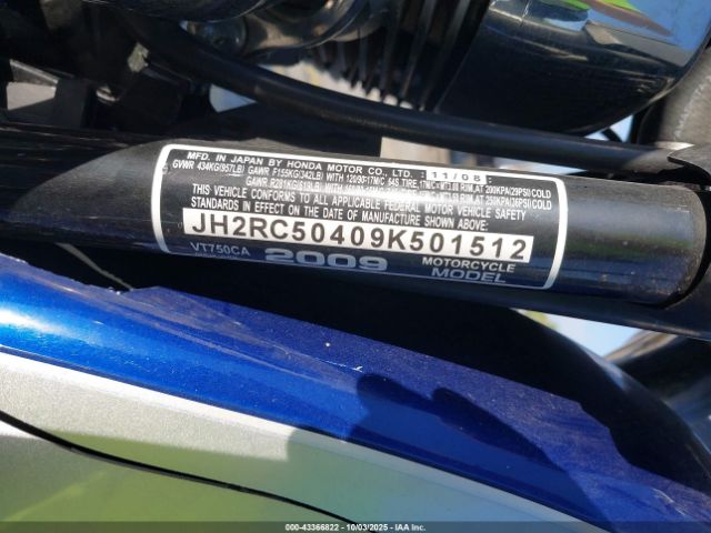 2009 HONDA VT750 JH2RC50409K501512 Photo 9