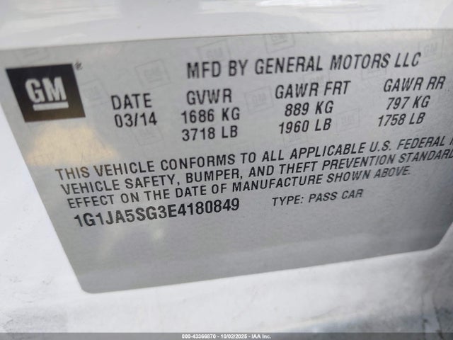 Chevrolet lwe 2014 1G1JA5SG3E4180849 Image 9
