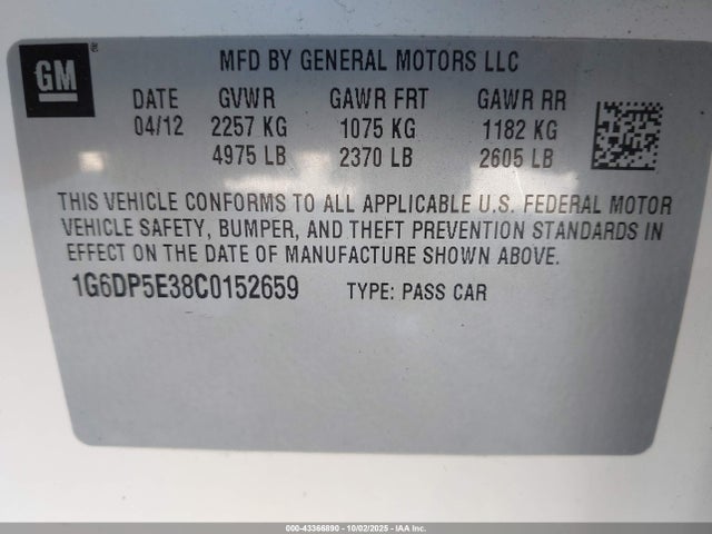2012 CADILLAC CTS 1G6DP5E38C0152659 Photo 8