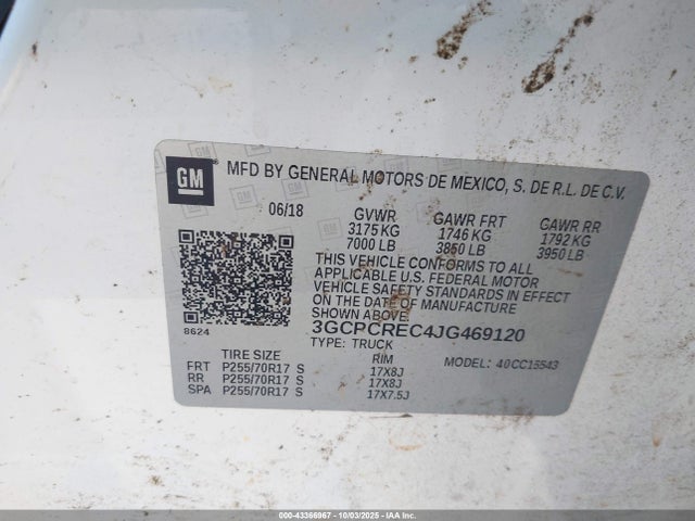 Chevrolet l83 - sidi: spark ignited direct injection, vvt: variable valve timing, afm, e85 max, alum 2018 3GCPCREC4JG469120 Image 9