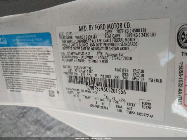 2012 FORD MUSTANG 1ZVBP8EM5C5201556 Photo 8