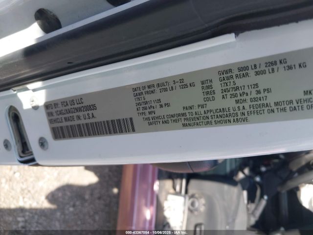 2022 JEEP WRANGLER 1C4GJXAG2NW200835 Photo 8