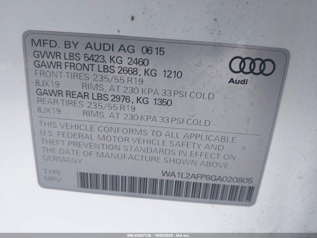2016 AUDI Q5 WA1L2AFP8GA020805 Photo 8