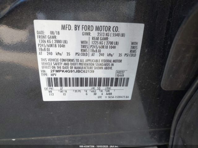 2018 FORD EDGE 2FMPK4G91JBC62139 Photo 8