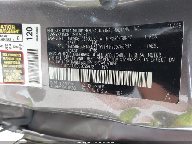 2020 TOYOTA SIENNA 5TDYZ3DC8LS055912 Photo 8
