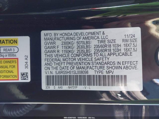 2025 HONDA CR-V HYBRID 5J6RS5H51SL008098 Photo 8