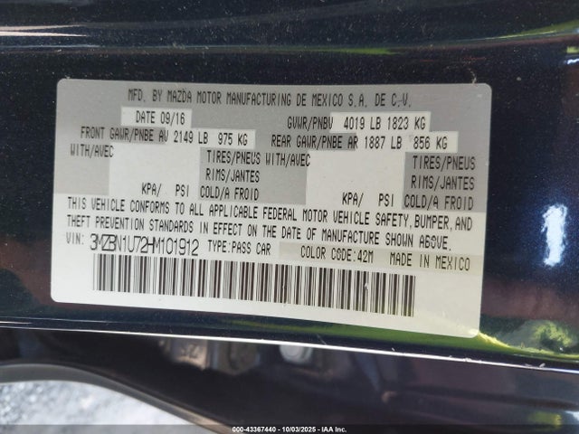 Mazda Mazda3 Sport 2017 3MZBN1U72HM101912 Image 9