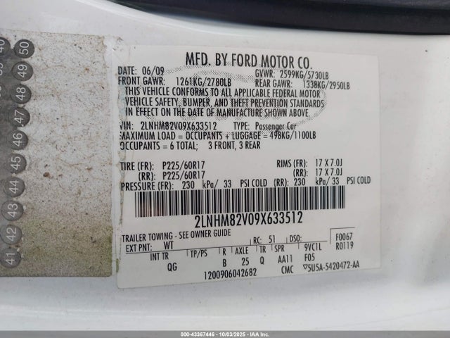 2009 LINCOLN TOWN CAR 2LNHM82V09X633512 Photo 8