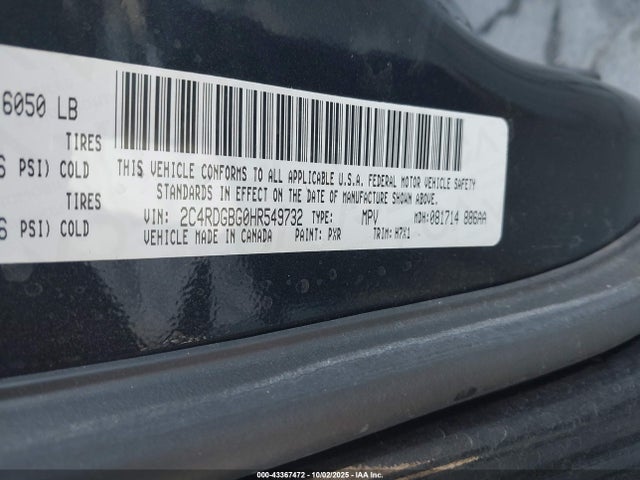 Dodge 2017 2017 2C4RDGBG0HR549732 Image 9