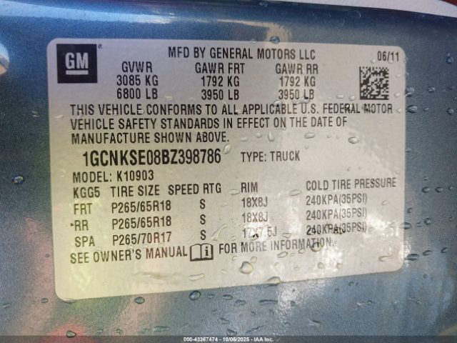 2011 CHEVROLET SILVERADO 1500 1GCNKSE08BZ398786 Photo 8