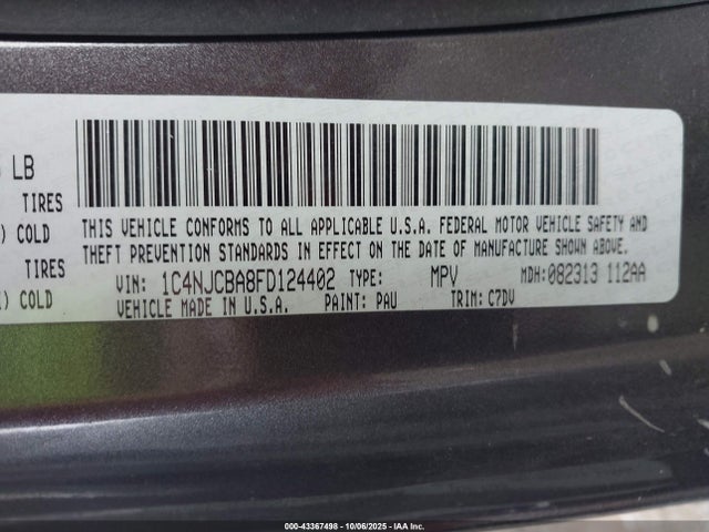 Jeep Compass 2015 1C4NJCBA8FD124402 Image 9