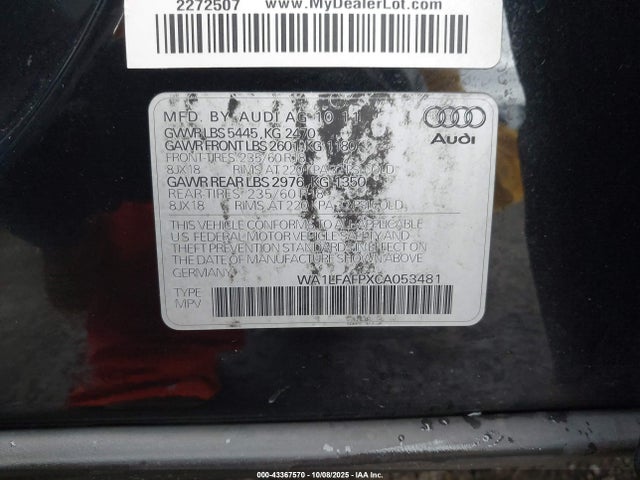 2012 AUDI Q5 WA1LFAFPXCA053481 Photo 8