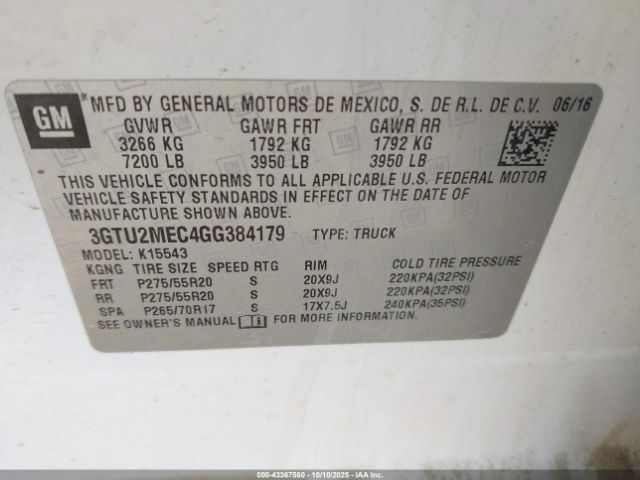 2016 GMC SIERRA 1500 3GTU2MEC4GG384179 Photo 8