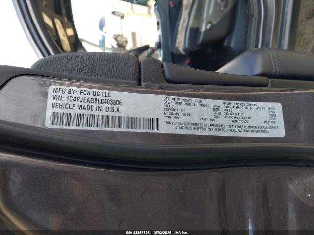 2020 JEEP GRAND CHEROKEE 1C4RJEAG8LC403806 Photo 8