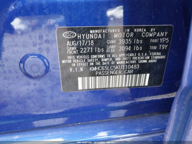 2019 HYUNDAI IONIQ HYBRID KMHC65LC5KU110483 Photo 8