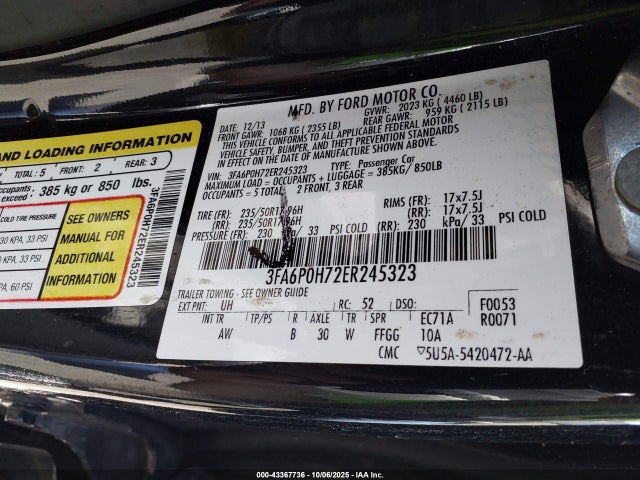 Ford 2014 2014 3FA6P0H72ER245323 Image 9