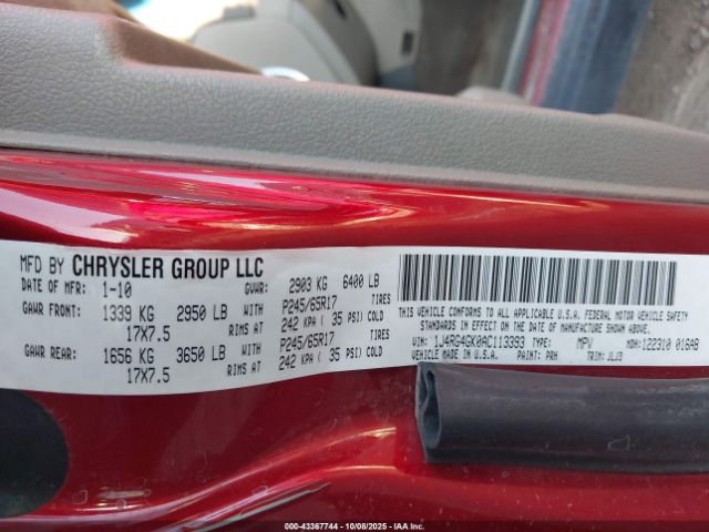 2010 JEEP COMMANDER 1J4RG4GK0AC113393 Photo 8