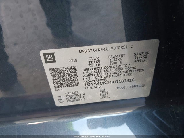 2019 CADILLAC ESCALADE 1GYS4CKJ4KR183416 Photo 8