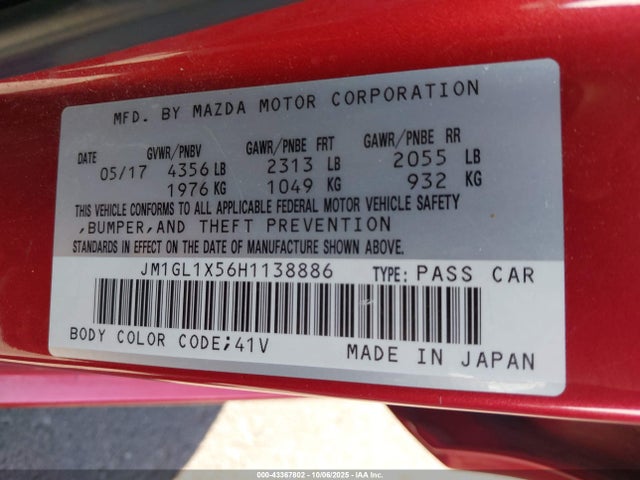 JM1GL1X56H1138886 Mazda Mazda6 Grand Touring