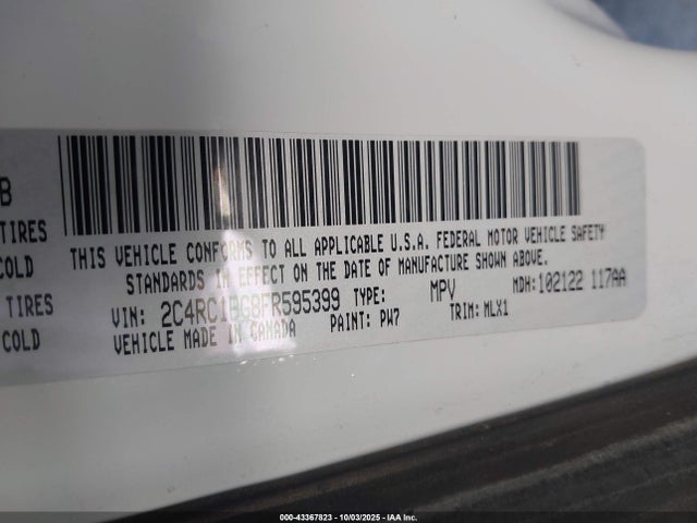 2C4RC1BG8FR595399 Chrysler 2015