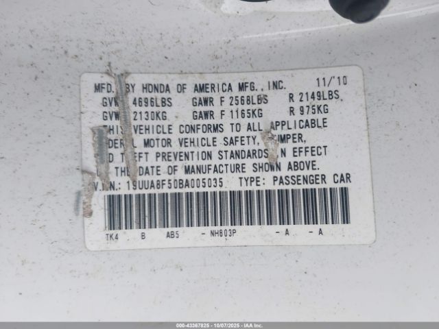 2011 ACURA TL 19UUA8F50BA005035 Photo 8