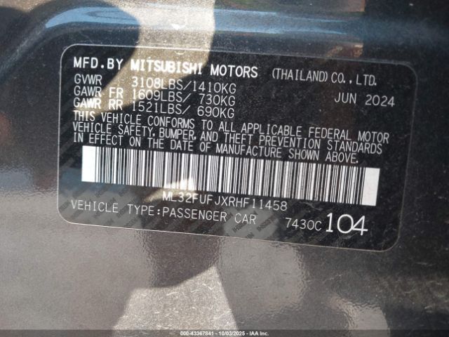 2024 MITSUBISHI MIRAGE G4 ML32FUFJXRHF11458 Photo 8