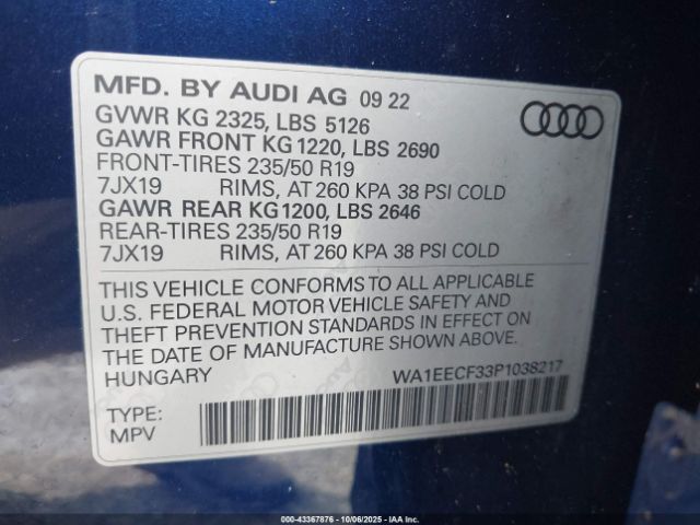 2023 AUDI Q3 WA1EECF33P1038217 Photo 8