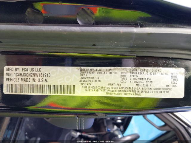 2022 JEEP WRANGLER 1C4HJXCN2NW161910 Photo 8