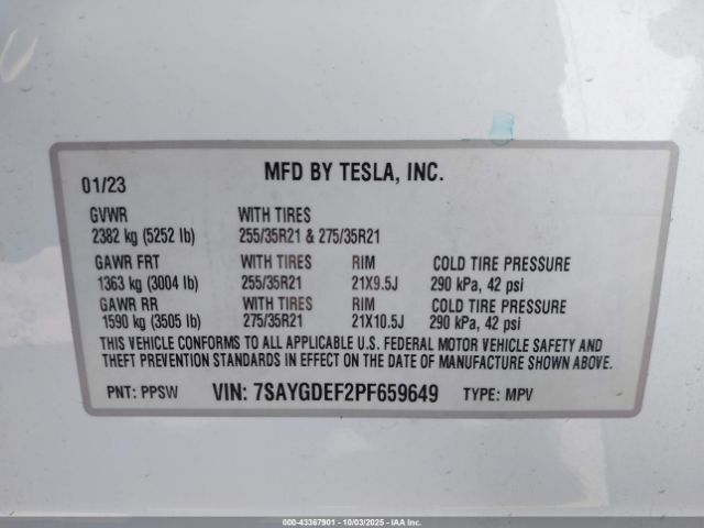 2023 TESLA MODEL Y 7SAYGDEF2PF659649 Photo 8