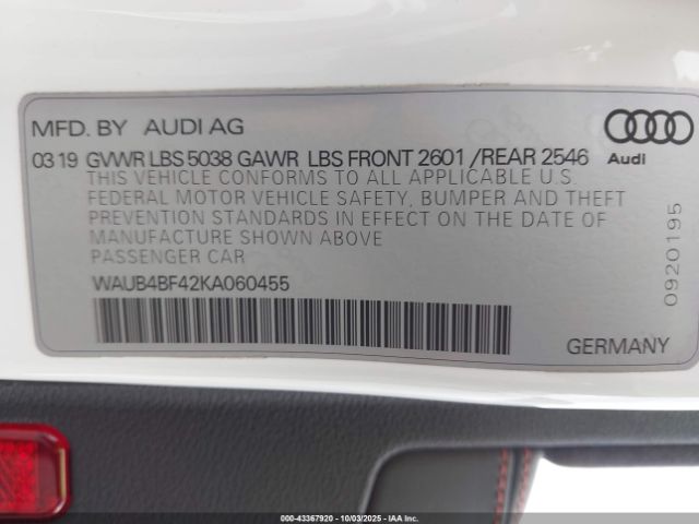 2019 AUDI S4 WAUB4BF42KA060455 Photo 8