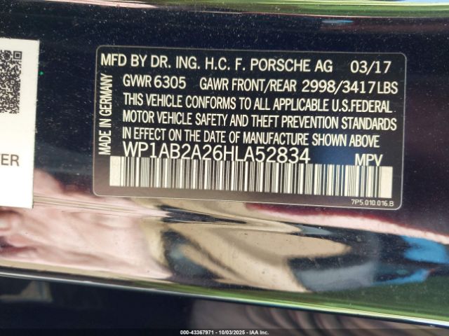 2017 PORSCHE CAYENNE WP1AB2A26HLA52834 Photo 8