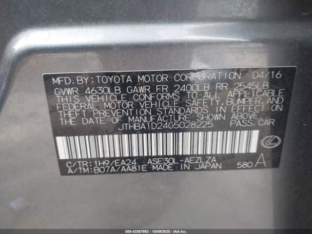2016 LEXUS IS 200T JTHBA1D24G5028225 Photo 8